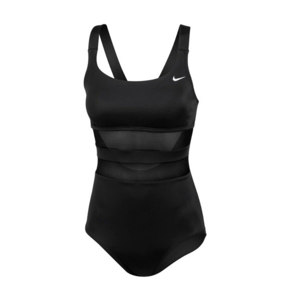 Nike Women's Standard Mesh Solid Edge V-Back One Piece Swimsuit Swimwear Sz M - Picture 5 of 13